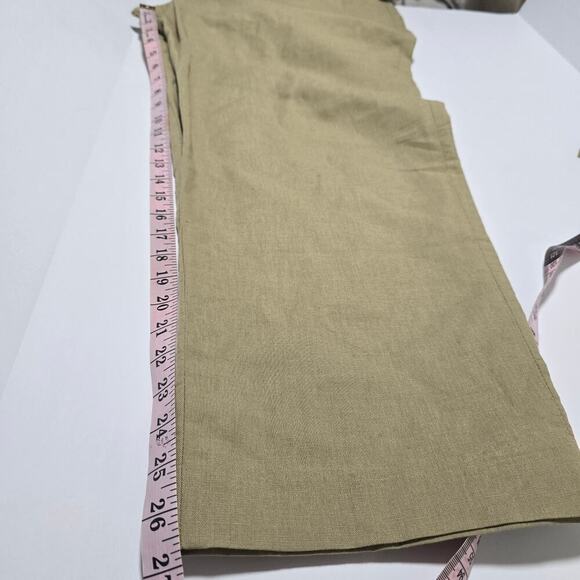 Zara Linen Cotton Blend Pants XL Tan Drawstring Straight Leg Trousers Pockets - Picture 6 of 11